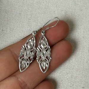 925 Art Nouveau Cutout Dangle Earrings on Sterling French Hooks